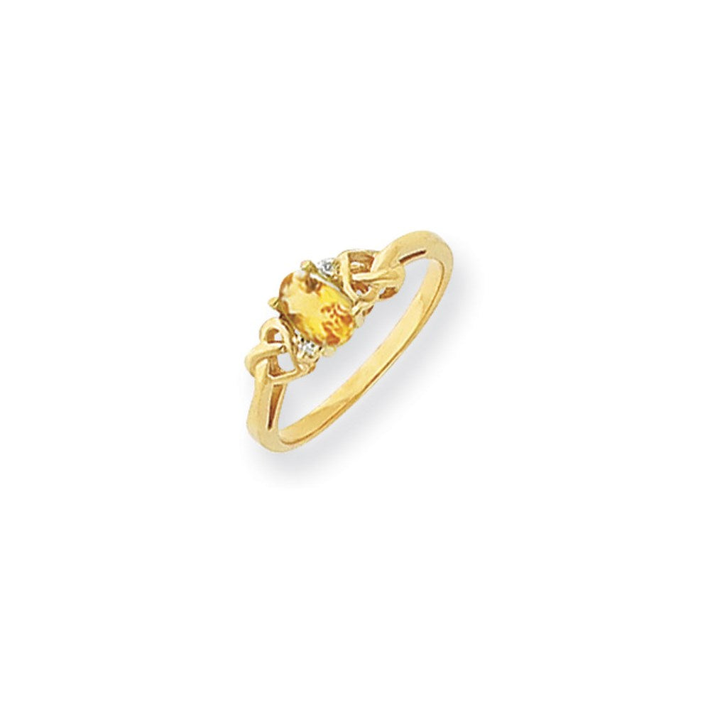 14K Gelbgold 6x4mm Oval Citrin Karo A Diamant Ring