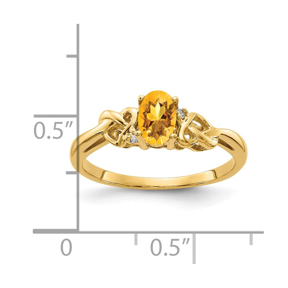 14K Gelbgold 6x4mm Oval Citrin Aaa Diamant Ring