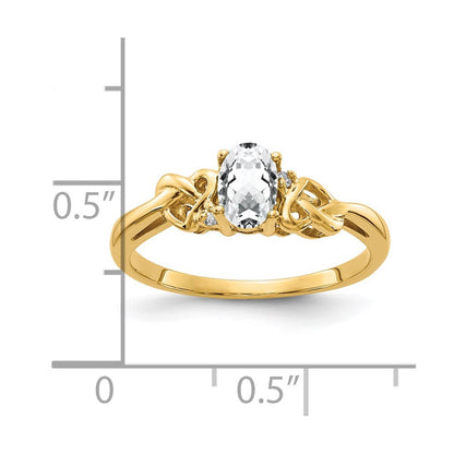 14K Gelbgold 6x4mm Oval Zirkonia A Echt Diamant Ring