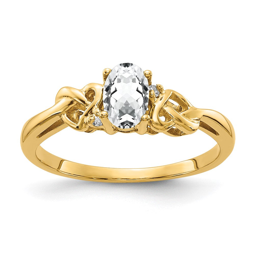 14K Gelbgold 6x4mm Oval Zirkonia A Echt Diamant Ring