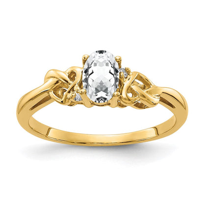 14K Gelbgold 6x4mm Oval Zirkonia A Echt Diamant Ring