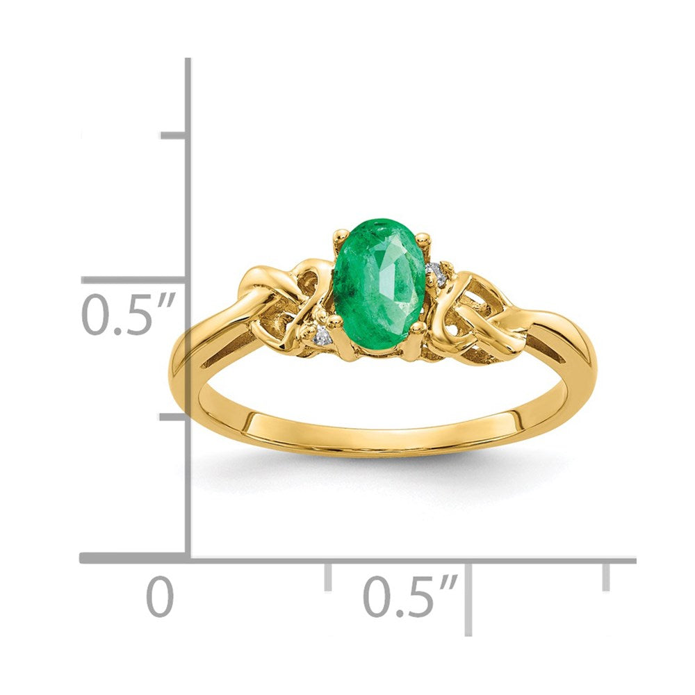 14K Gelbgold 6x4mm Oval Smaragd Vs Diamant Ring