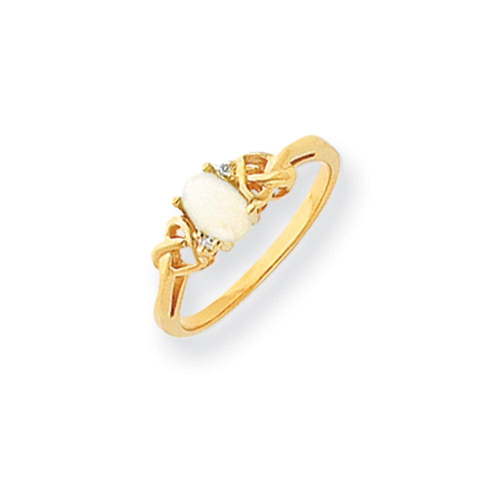 14K Gelbgold 6x4mm Oval Opal A Diamant Ring