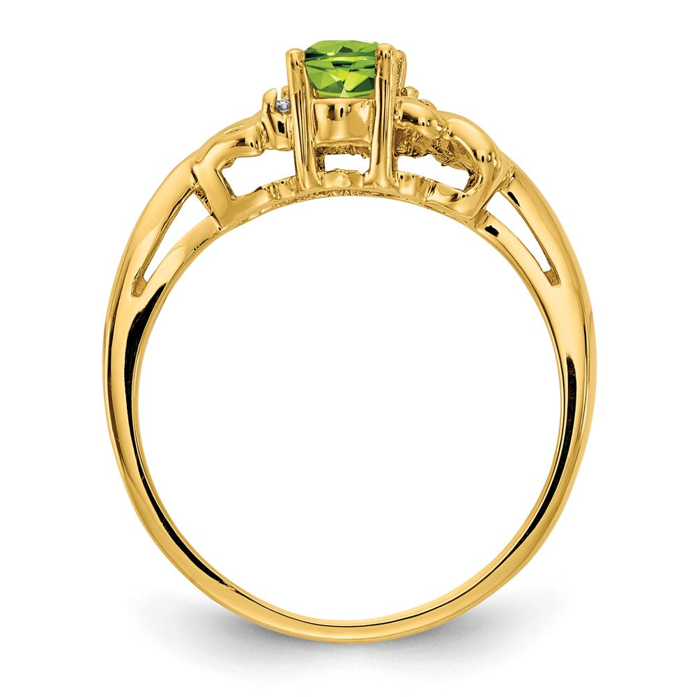 14K Gelbgold 6x4mm Oval Peridot A Diamant Ring