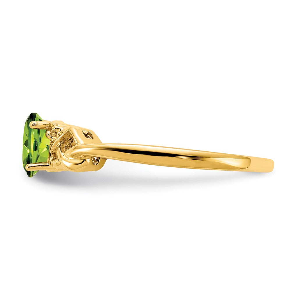 14K Gelbgold 6x4mm Oval Peridot A Diamant Ring