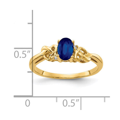 14K Gelbgold 6x4mm Oval Saphir Vs Diamant Ring