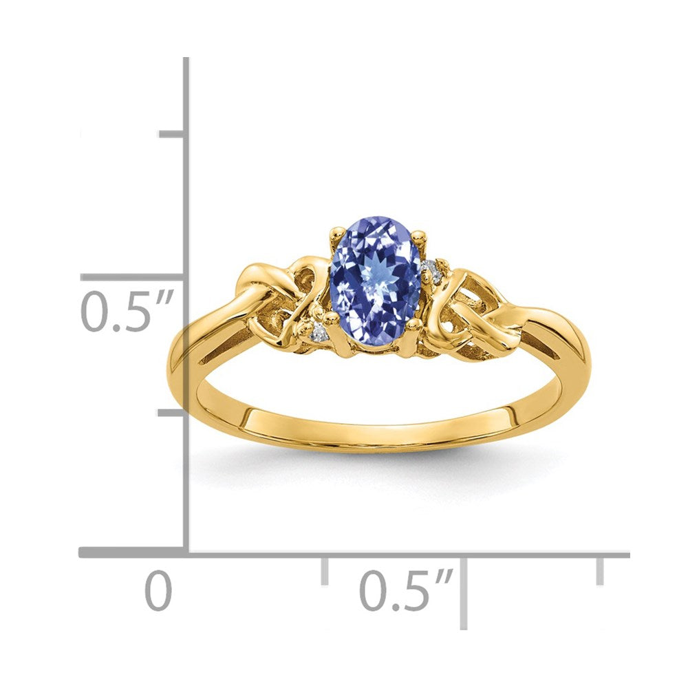 14K Gelbgold 6x4mm Oval Tansanit A Diamant Ring