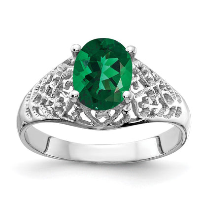 14K Weißgold Ring mit ovaler Fassung für Mount-St.-Helens-Stein, 8x6 mm