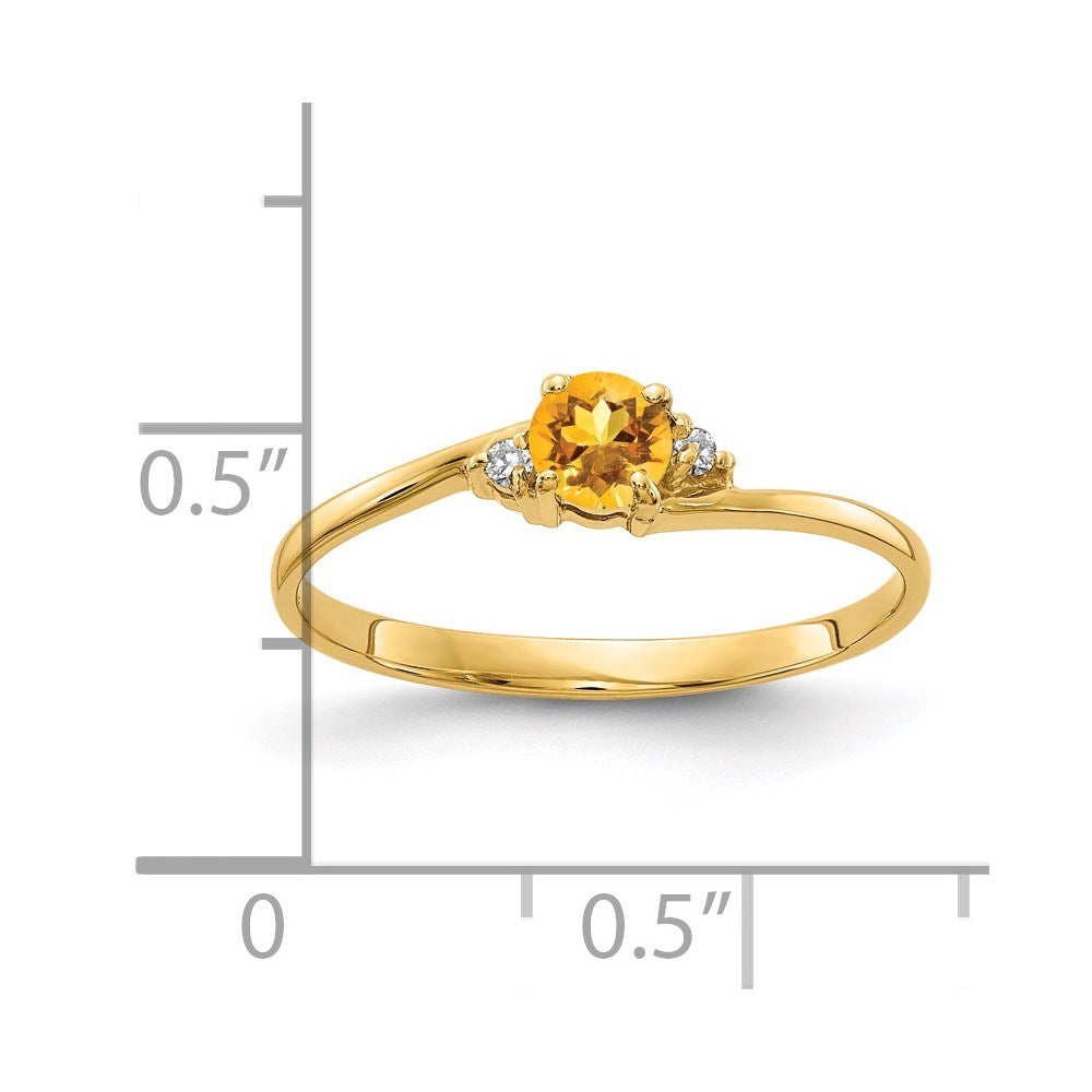 14K Gelbgold 4mm Citrin Aaa Diamant Ring