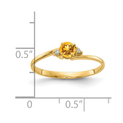 14K Gelbgold 4mm Citrin Aaa Diamant Ring