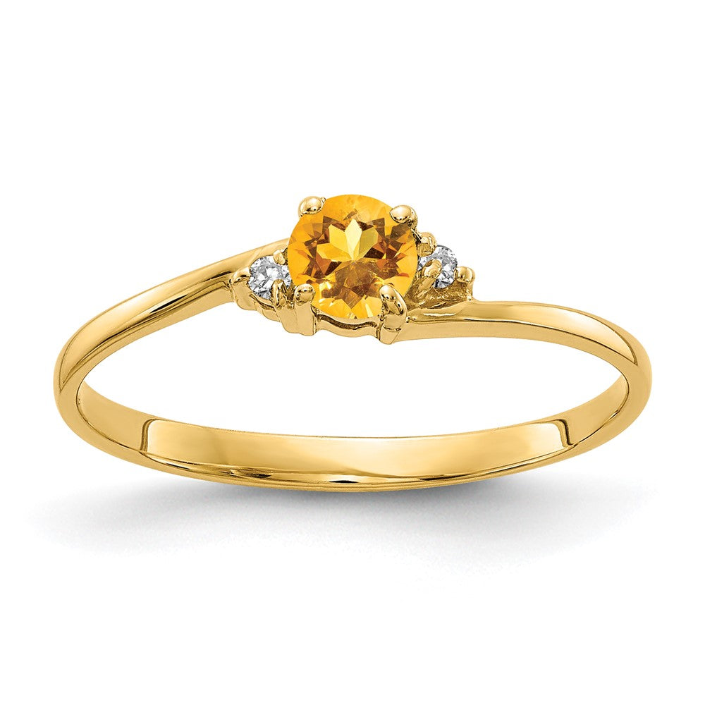 14K Gelbgold 4mm Citrin Aaa Diamant Ring
