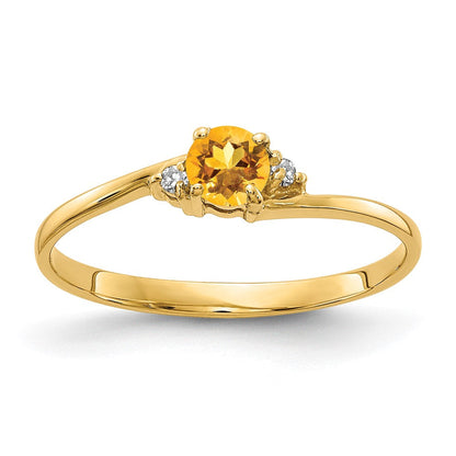 14K Gelbgold 4mm Citrin Aaa Diamant Ring