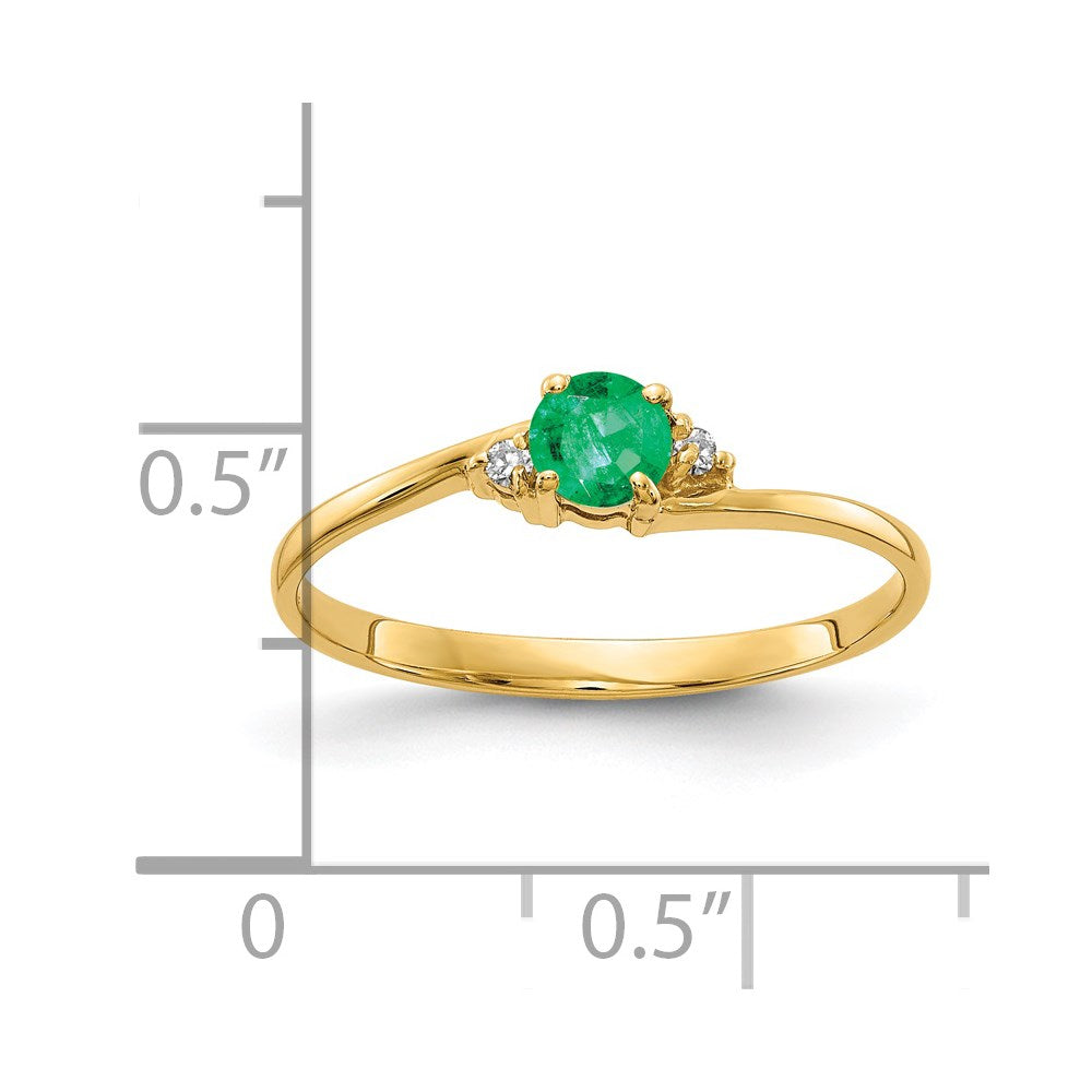 14K Gelbgold 4mm Smaragd Aa Diamant Ring