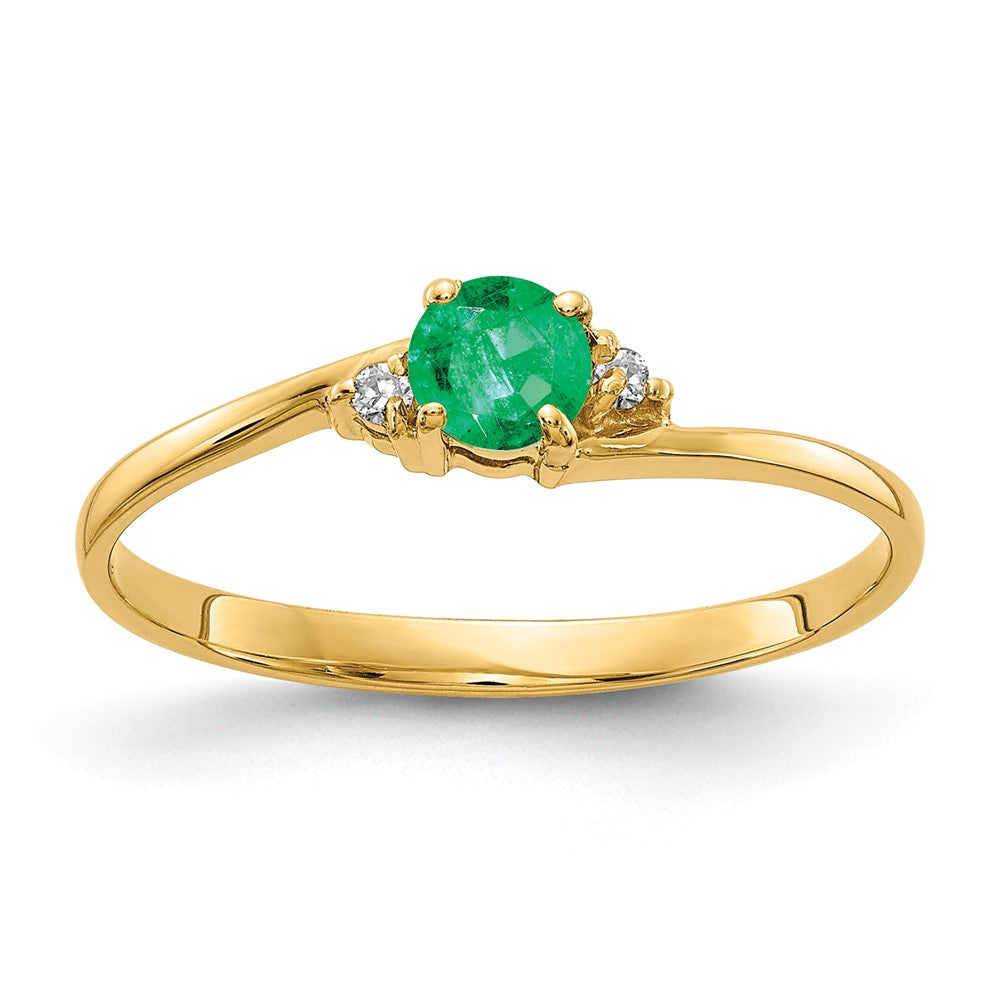 14K Gelbgold 4mm Smaragd Aaa Diamant Ring