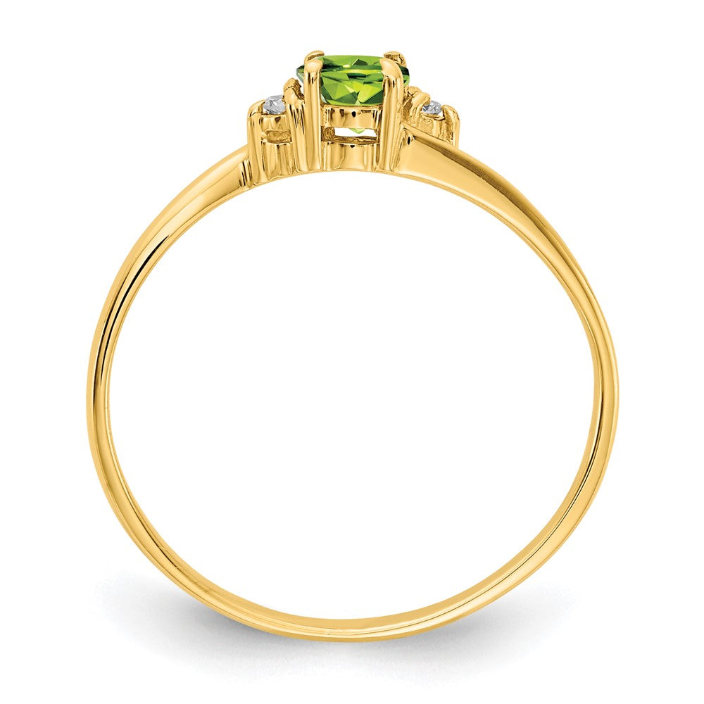 14K Gelbgold 4mm Peridot Aaa Diamant Ring
