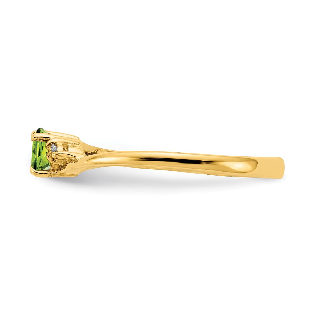 14K Gelbgold 4mm Peridot Aaa Diamant Ring