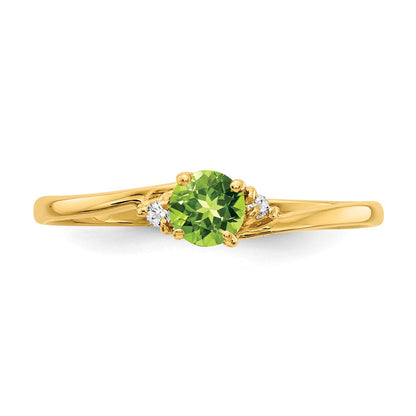14K Gelbgold 4mm Peridot Aaa Diamant Ring