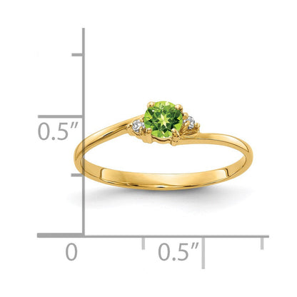 14K Gelbgold 4mm Peridot Aaa Diamant Ring