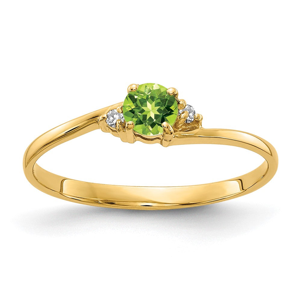 14K Gelbgold 4mm Peridot Vs Diamant Ring
