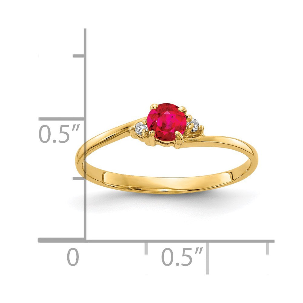 14K Gelbgold 4mm Rubin Aaa Diamant Ring