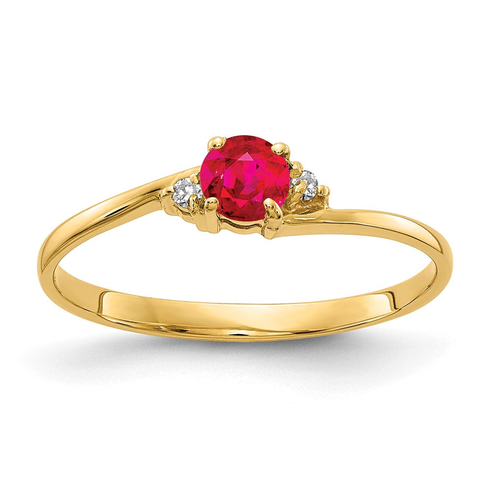 14K Gelbgold 4mm Rubin Aa Diamant Ring