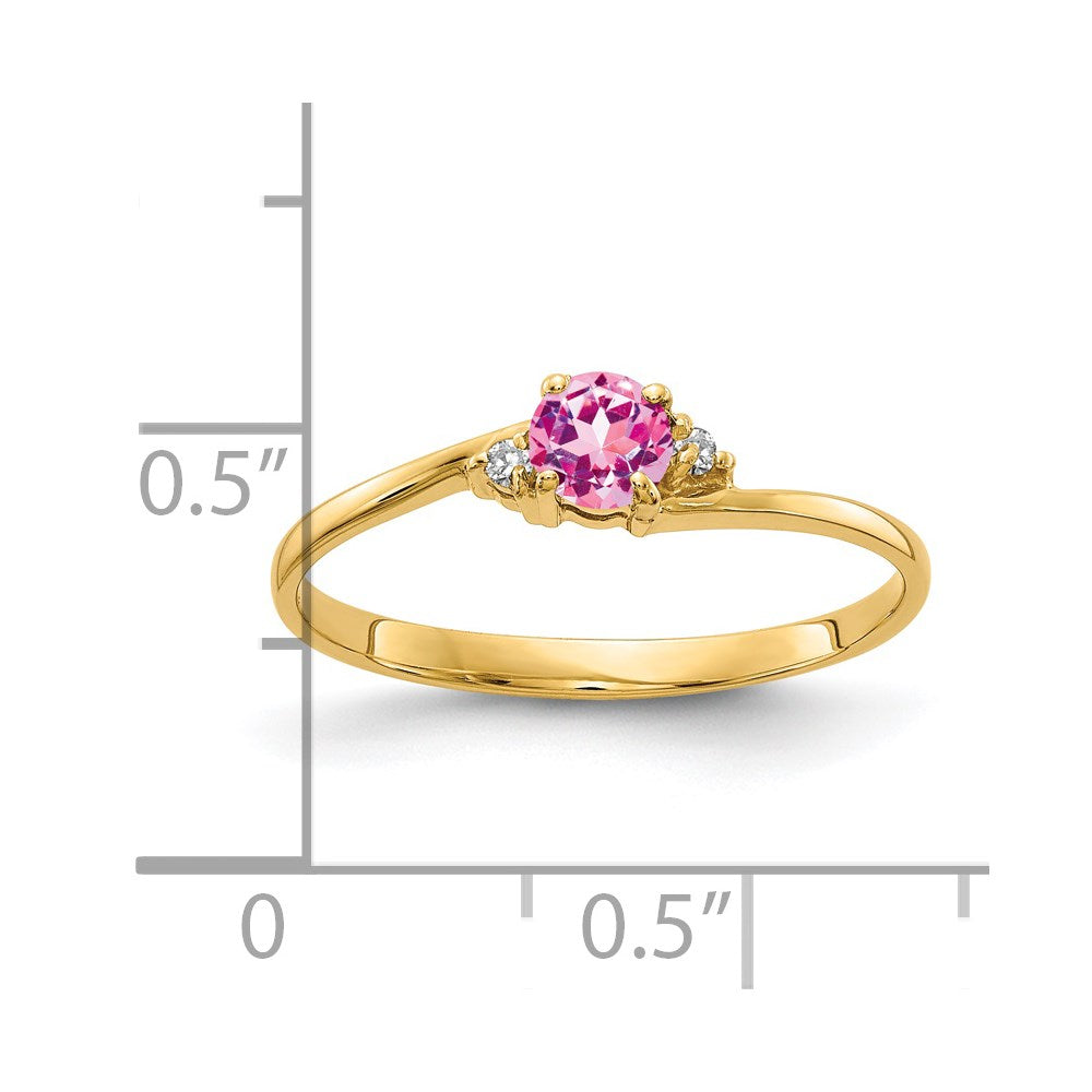 14K Gelbgold 4mm Rosa Saphir A Diamant Ring