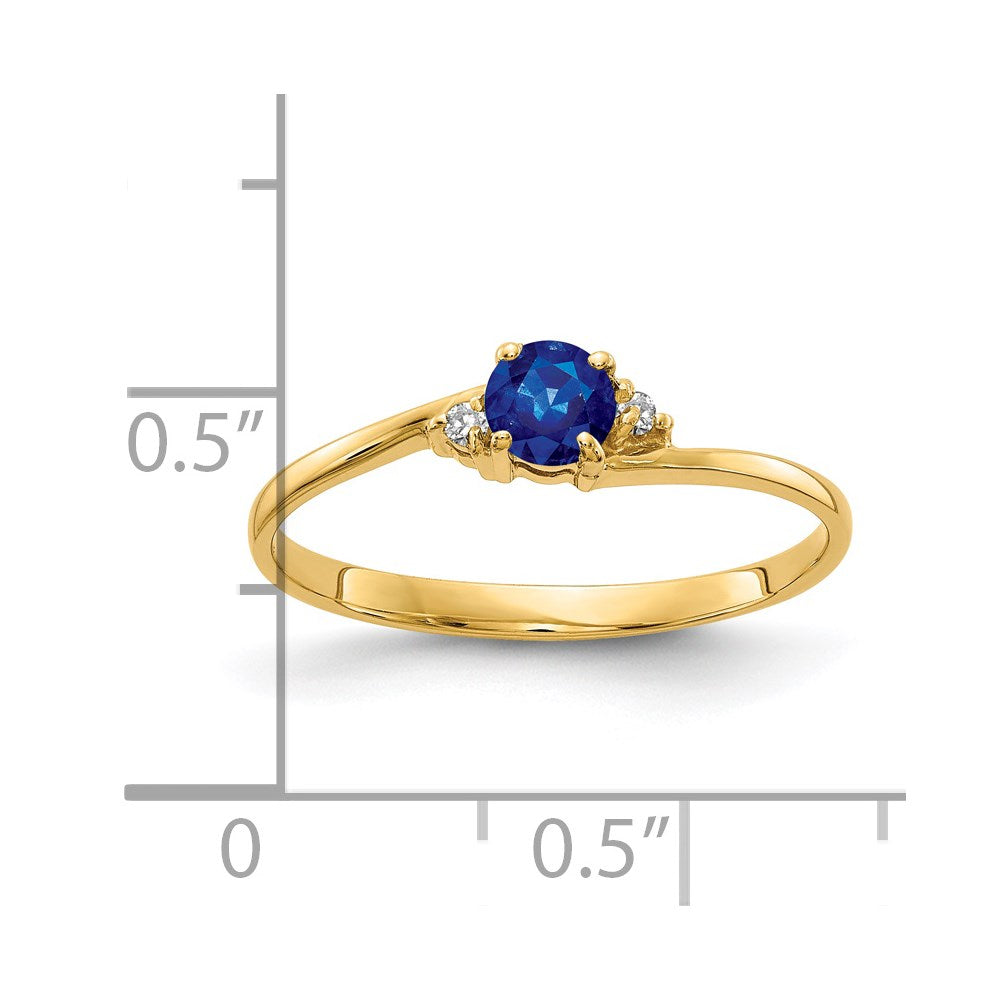 14K Gelbgold 4mm Saphir Aa Diamant Ring