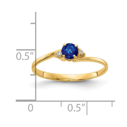 14K Gelbgold 4mm Saphir Aa Diamant Ring