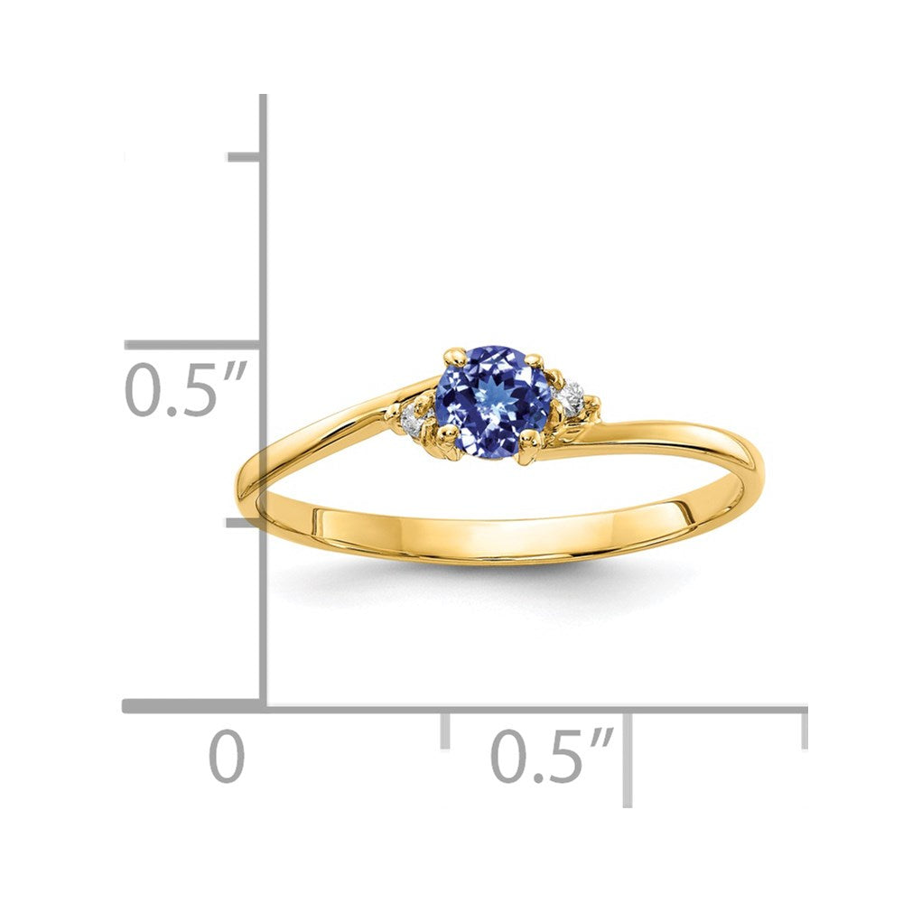 14K Gelbgold 4mm Tsavorite A Echt Diamant Ring