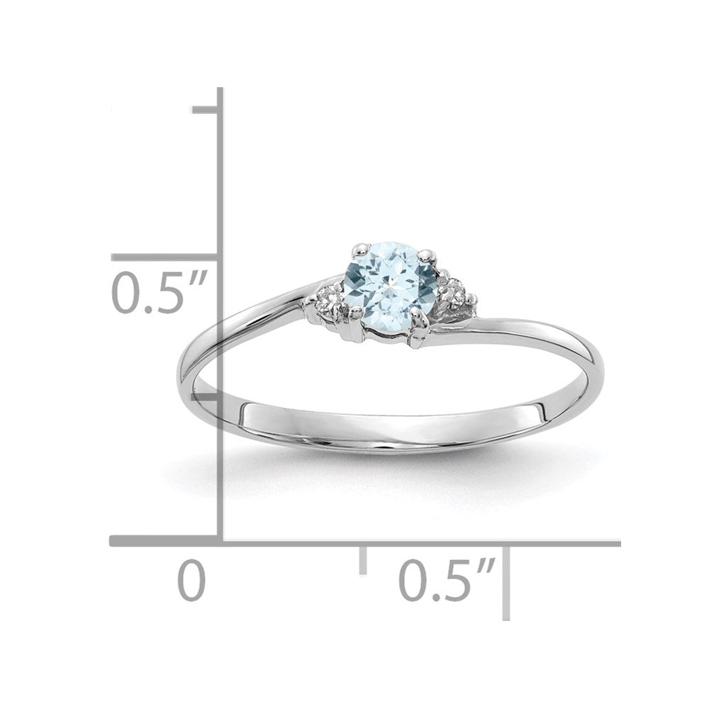 14K Weißgold Aquamarin und Diamant Ring