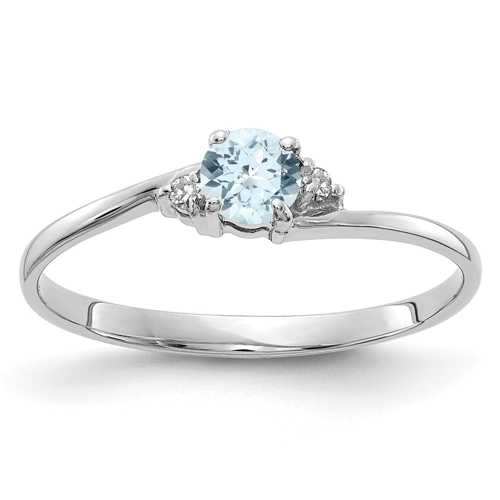 14K Weißgold Aquamarin und Diamant Ring