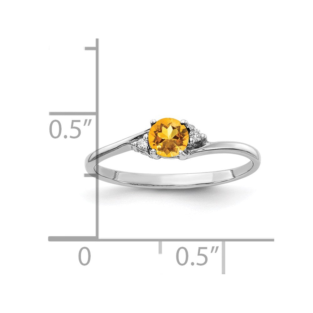 14K Weißgold 4mm Citrin Aaa Diamant Ring