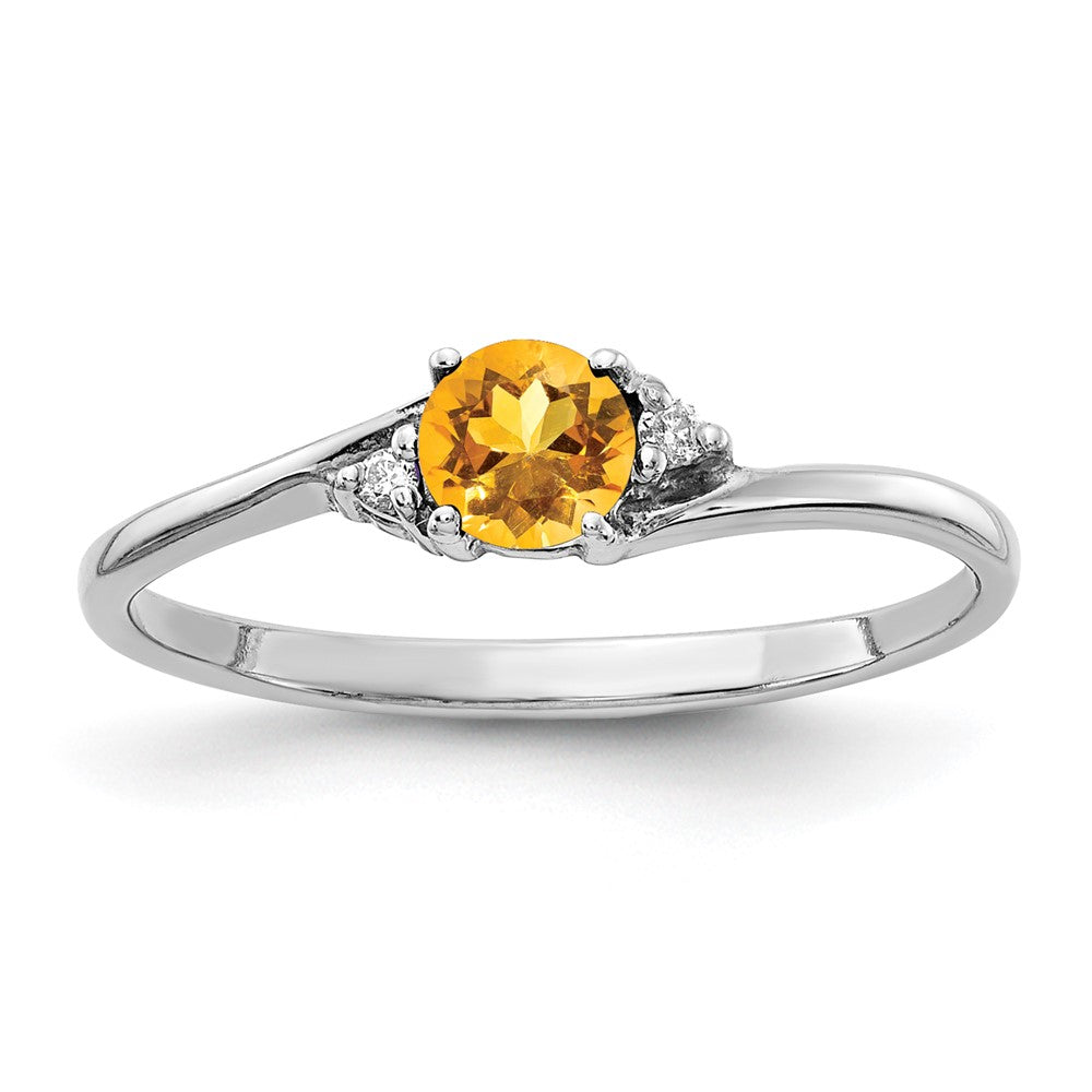 14K Weißgold 4mm Citrin Aaa Diamant Ring