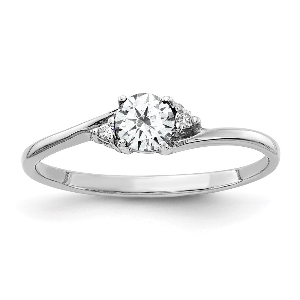 14K Weißgold 4mm Zirkonia Aa Diamant Ring