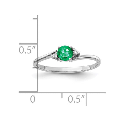 14K Weißgold 4mm Smaragd Vs Diamant Ring