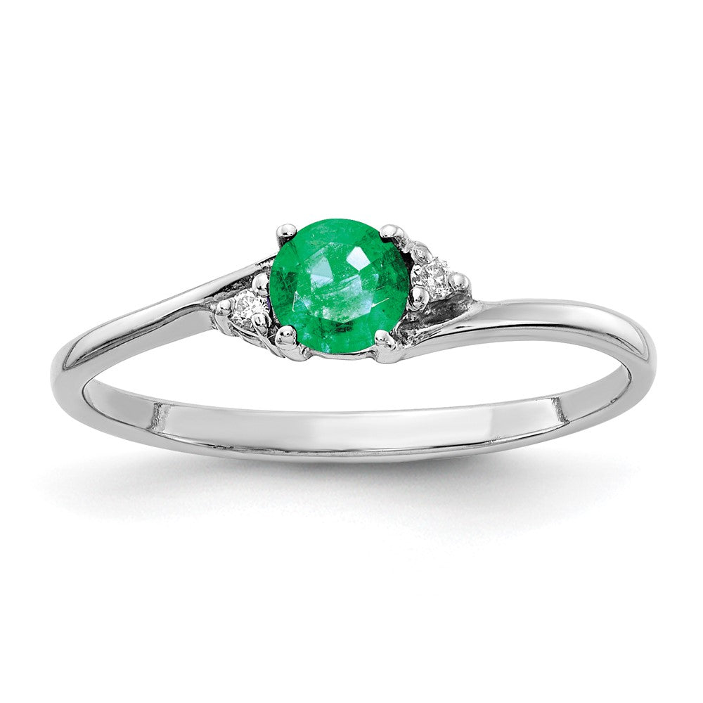 14K Weißgold 4mm Smaragd Aaa Diamant Ring