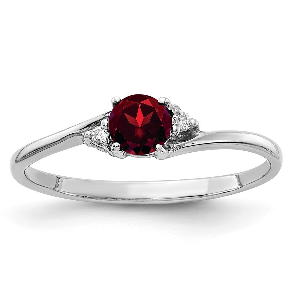 14K Weißgold 4mm Granat Aa Diamant Ring