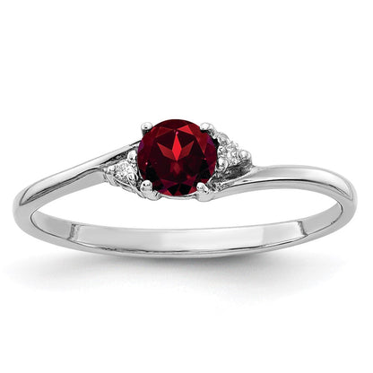 14K Weißgold 4mm Granat Aaa Diamant Ring
