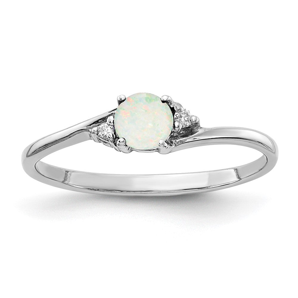 14K Weißgold Opal und Echt Diamant Ring