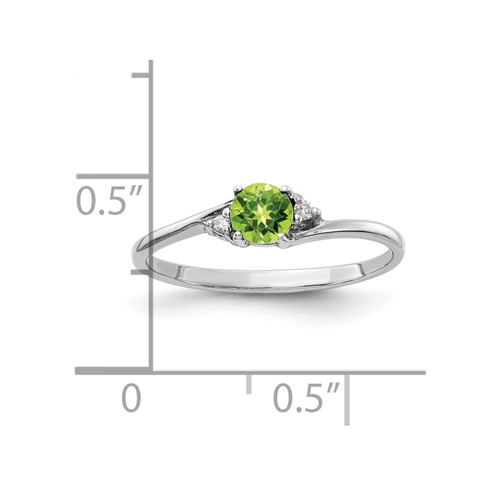 14K Weißgold 4mm Peridot Vs Diamant Ring