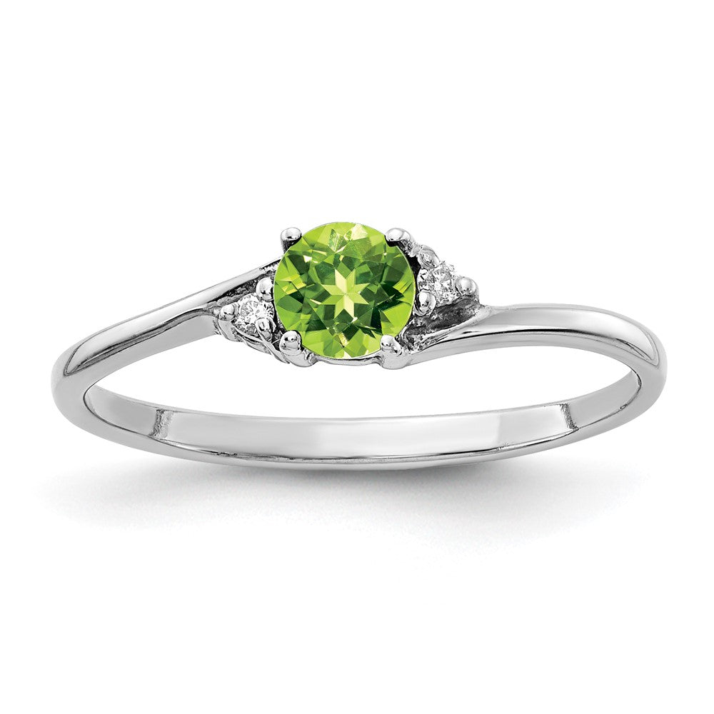 14K Weißgold 4mm Peridot Aa Diamant Ring