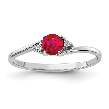 14K Weißgold 4mm Rubin Vs Diamant Ring