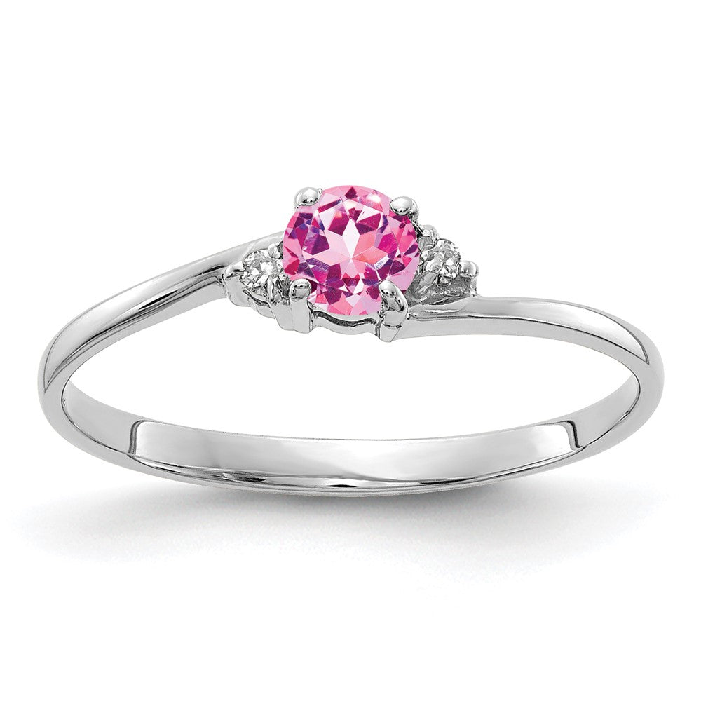 14K Weißgold 4mm Rosa Saphir A Echt Diamant Ring