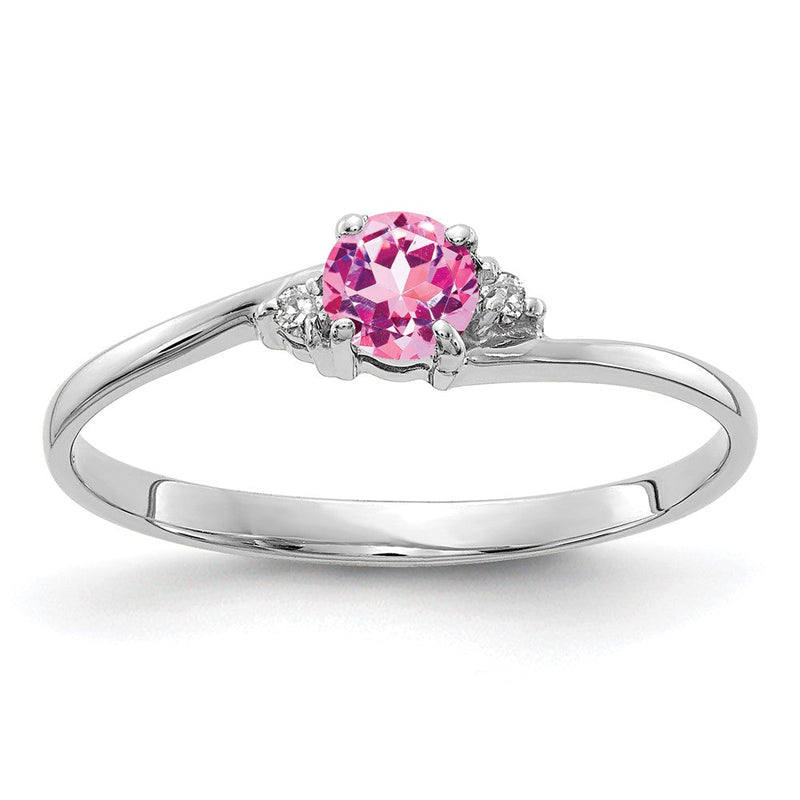 14K Weißgold 4mm Rosa Saphir A Echt Diamant Ring