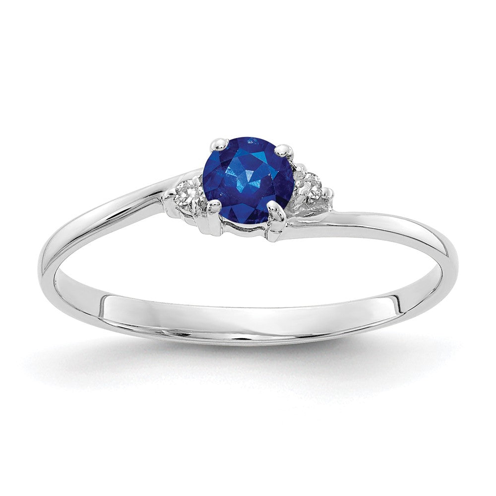 14K Weißgold 4mm Saphir A Echt Diamant Ring