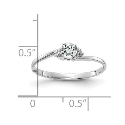 14K Weißgold 4mm Weiß Topas Aa Echt Diamant Ring