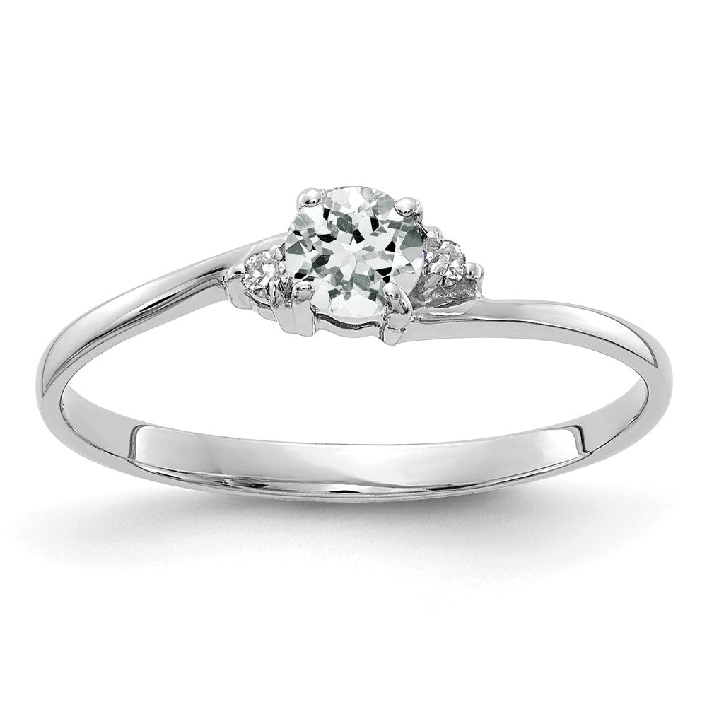 14K Weißgold 4mm Weiß Topas Aa Echt Diamant Ring