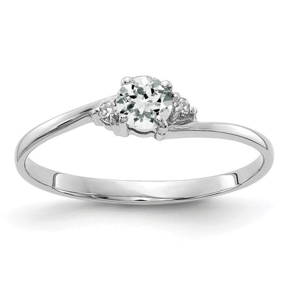 14K Weißgold 4mm Weiß Topas Aa Echt Diamant Ring
