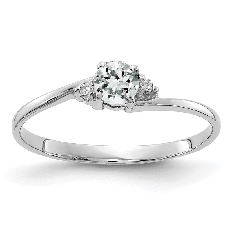 14K Weißgold 4mm Weiß Topas Aa Echt Diamant Ring