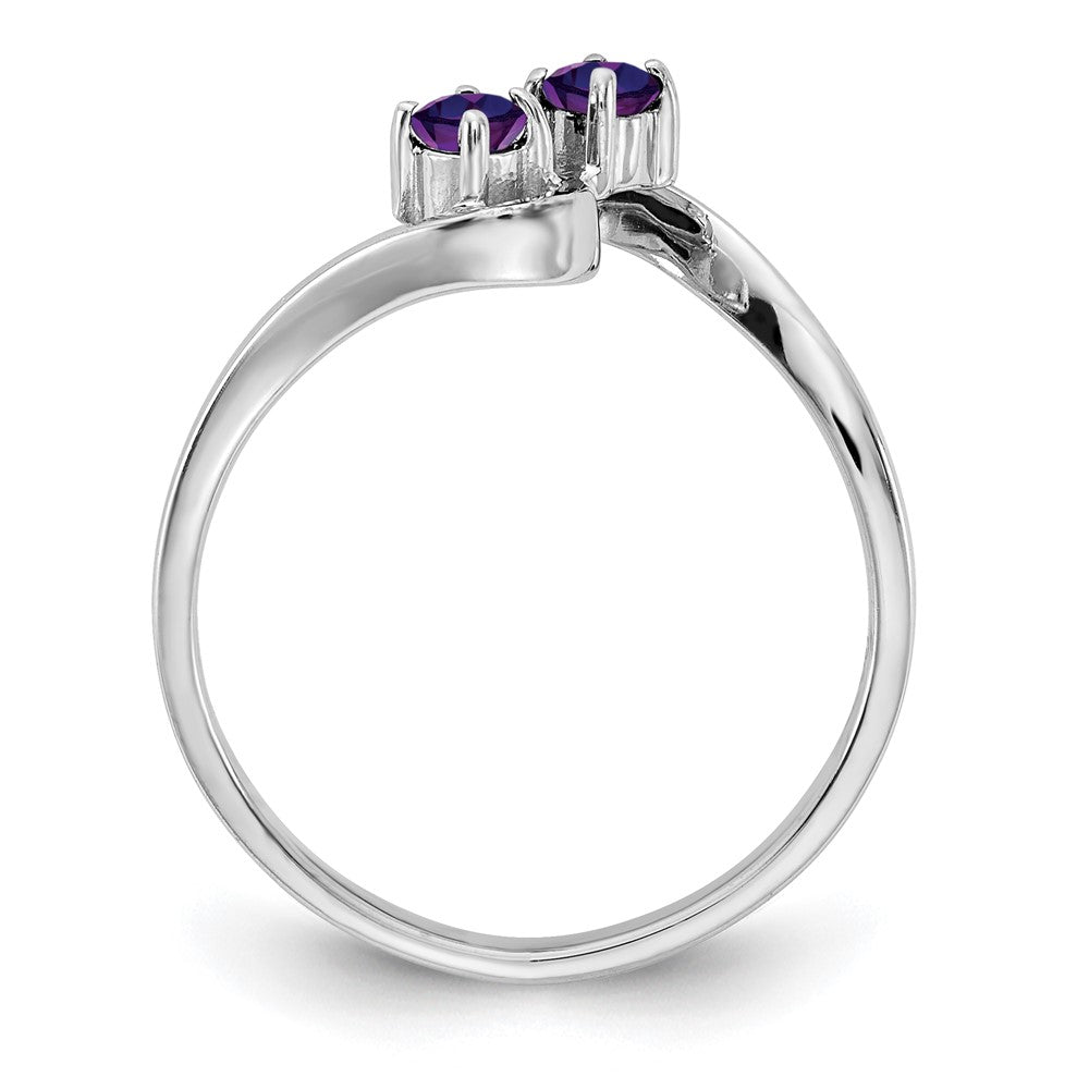 14K Weißgold 3-mm-Ring mit Amethyst